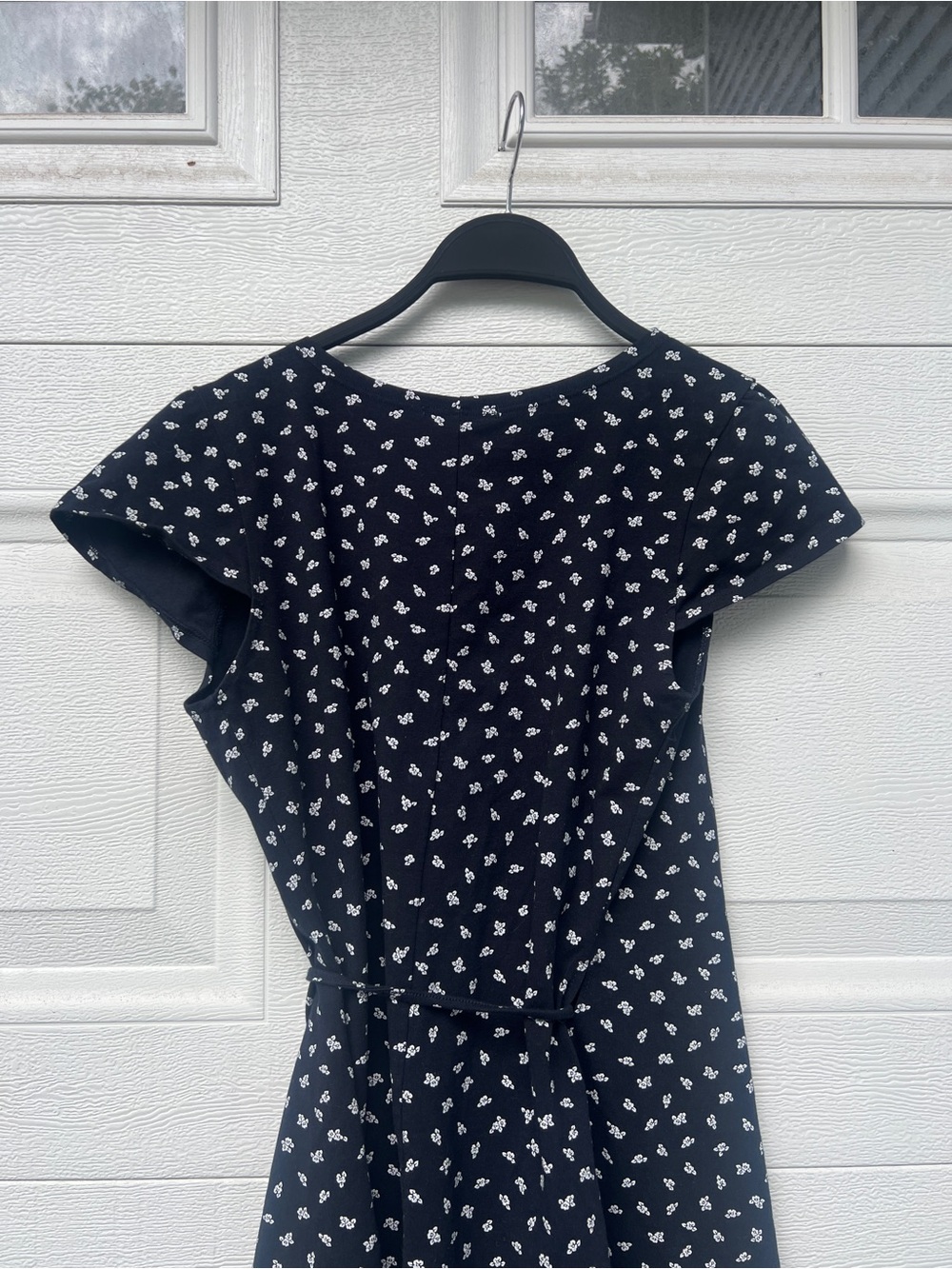 Brandy Melville Navy Mini Wrap Stretch Dress with White Floral Print - Picture 5 of 5